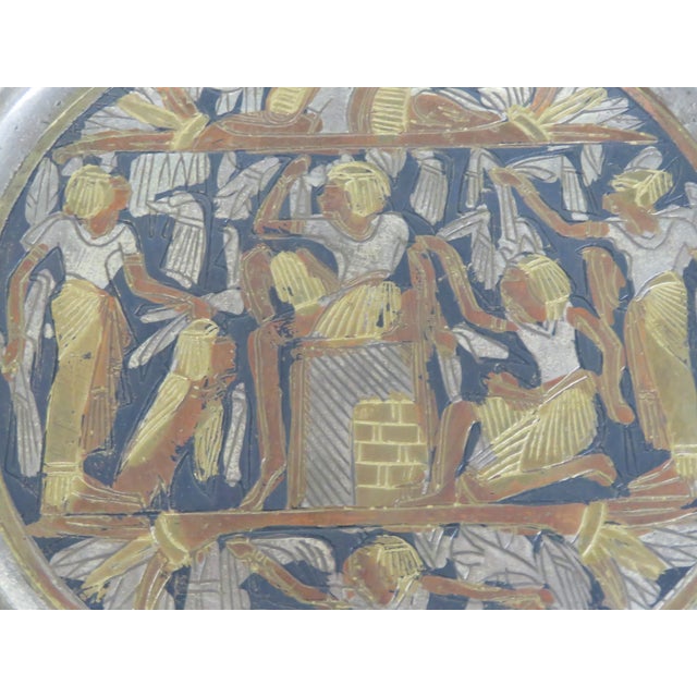 Egyptian Copper Brass Decorative Plate 4539b For Sale In Miami - Image 6 of 10