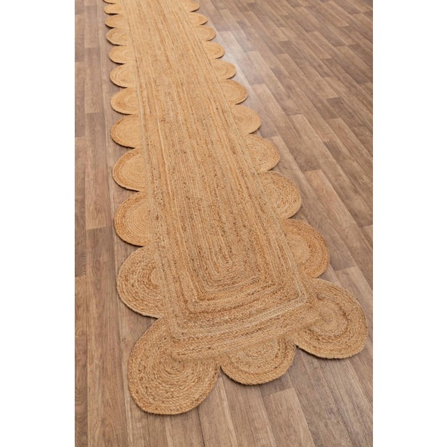 Not Yet Made - Made To Order 2.6x12Ft. Natural Color Jute Scallop Handmade Bohomian Runner Rug For Sale - Image 5 of 11