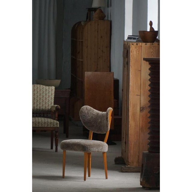 Mid-Century Danish Dining or Desk Chair in Lambswool by Eva Koppel, 1950s For Sale - Image 4 of 18