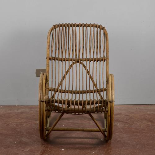Wood Bamboo and Rattan Rocking Chair, 1960s For Sale - Image 7 of 9