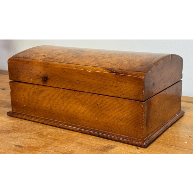 Mid 20th Century Oversize Vintage Domed Lid Burled Wood Box For Sale - Image 5 of 13