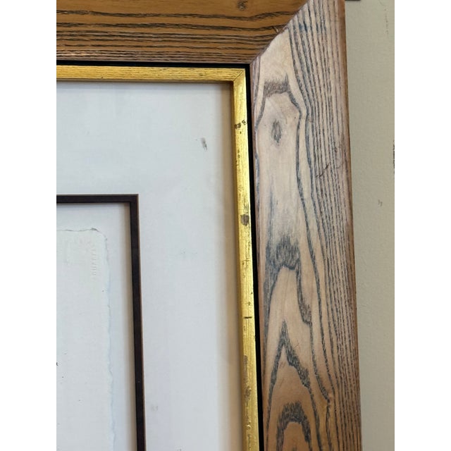 Nice size mixed Media Media art piece with a wonderful Oak wide frame Signed Ross