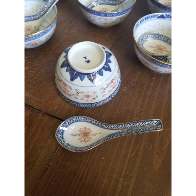 Eight Asia Porcelain Bowls and Spoons For Sale - Image 4 of 5