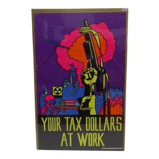 1969 Vintage "Your Tax Dollars at Work" Black Light Poster For Sale