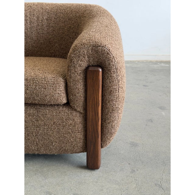 Mid 20th Century Oversized Oak & Boucle Lounge Chairs- Pair For Sale - Image 17 of 18