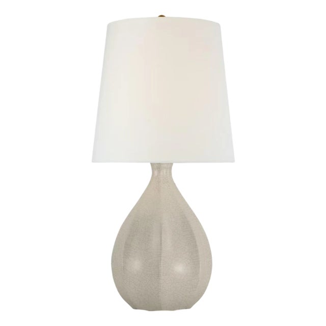AERIN by Visual Comfort Signature Rana Large Table Lamp in Bone Craquelure with Linen Shade For Sale