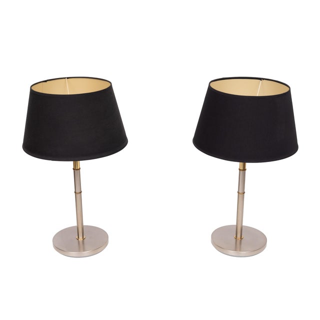 Very nice set of Table lamps . Two Tone Brass and polished Aluminum . German made . Good quality lamps . European Plug (up...