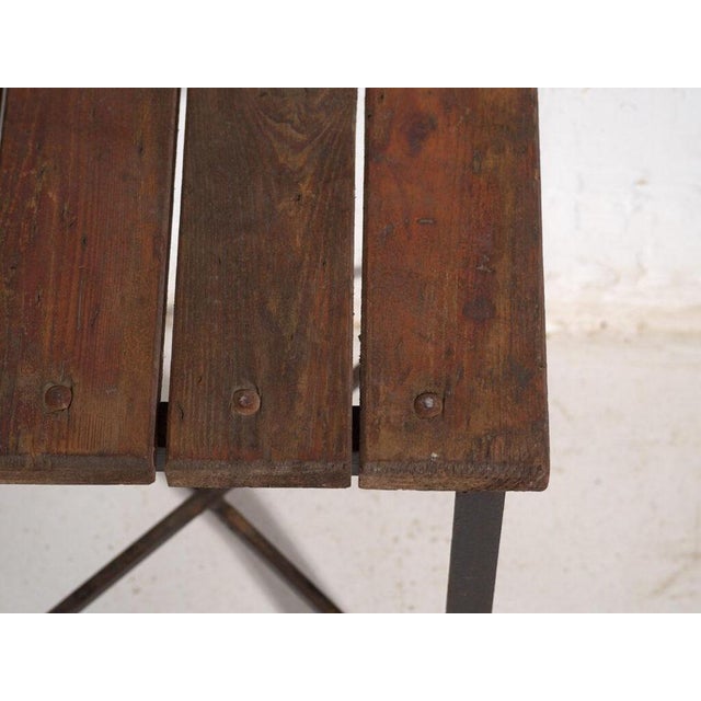 Brown Vintage Industrial Stool in Pine Wood and Iron, Central Europe, 1950 For Sale - Image 8 of 9
