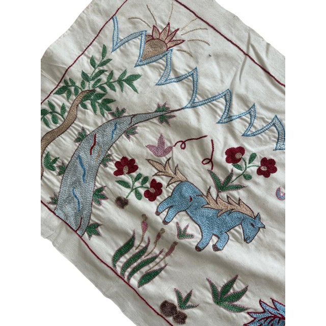 Winged Horse Suzani Wall Hanging For Sale - Image 4 of 7