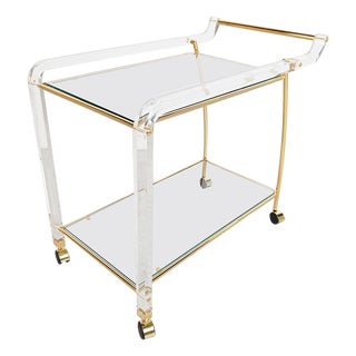 Brass and Acrylic Glass Drinks Trolley, 1970s For Sale