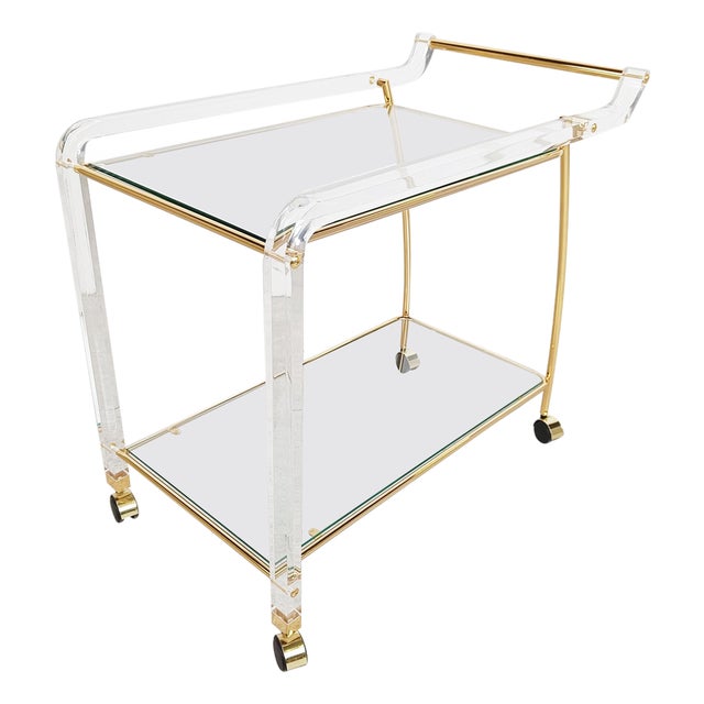 Brass and Acrylic Glass Drinks Trolley, 1970s For Sale