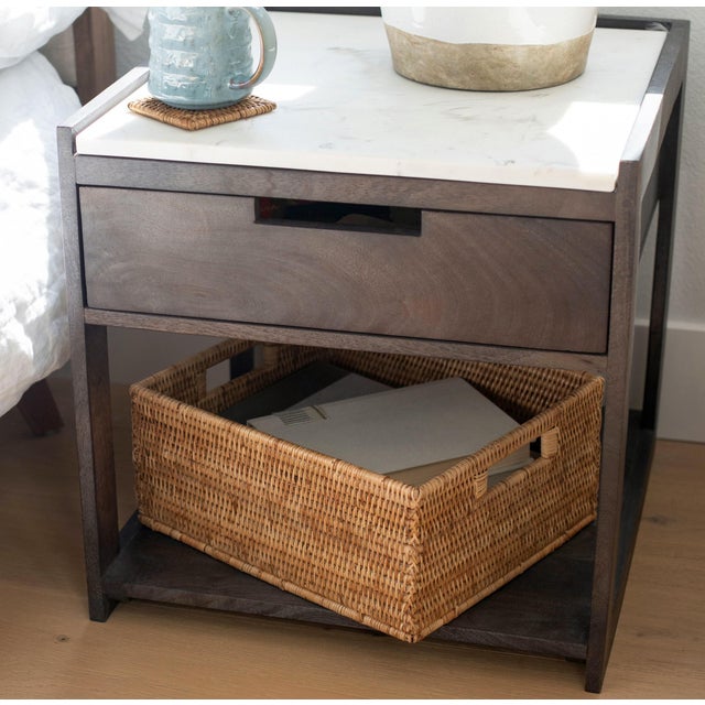 Artifacts Rattan Rectangular Basket with Cutout Handles in Honey Brown - 14" For Sale - Image 9 of 10