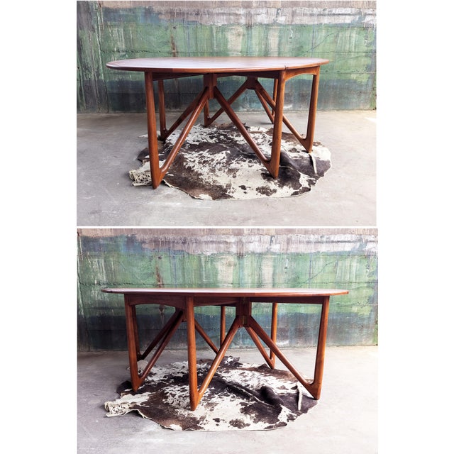 Mid Century Scandinavian Niels Koefoed, Drop Leaf Table, Denmark, 1960's For Sale - Image 6 of 12