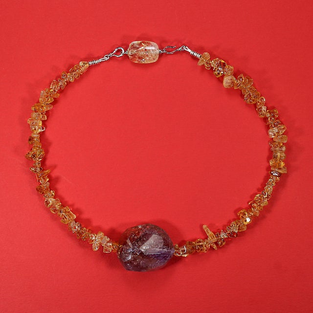 Ajd 16 Inch Citrine Necklace With Large Ametrine Focal For Sale - Image 4 of 6