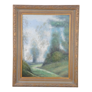 L. Stephano Impressionist Cattle Along Forest Path Landscape Oil Painting 51"