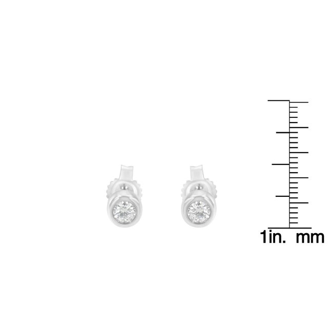 10K White Gold 0.15 Cttw Round Brilliant-Cut Near Colorless Diamond Bezel-Set Stud Earrings (H-I Color, I1-I2 Clarity) For Sale In New York - Image 6 of 6