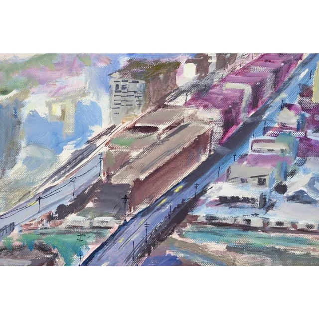 Modern Staffan Freeman, View from Troy Tower Urban Cityscape, 1973, Oil Painting For Sale - Image 3 of 9