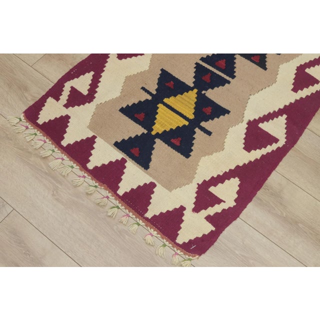 1970s Southwestern Geometric Style Natural Turkish Oushak Kilim Rug For Sale - Image 10 of 13
