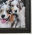 Two Australian Shepherd dogs hugging portrait study, acrylic painting on artist canvas panel. Included are the antiqued...
