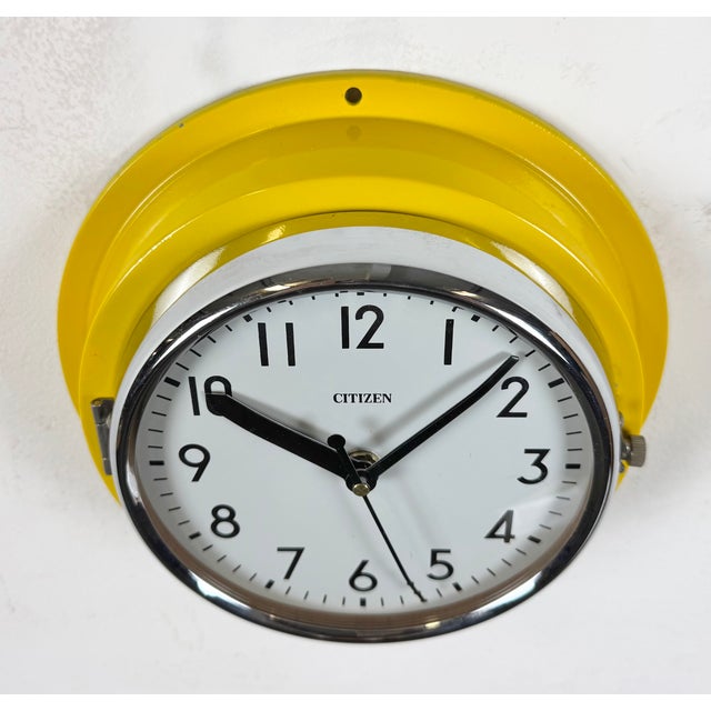 Vintage Yellow Ships Wall Clock from Citizen, 1970s For Sale - Image 4 of 18