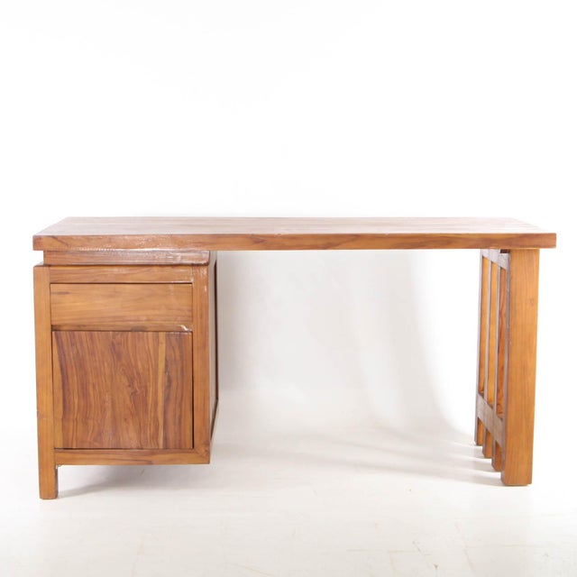 Brutalist Wood Desk, 1980s For Sale - Image 6 of 16