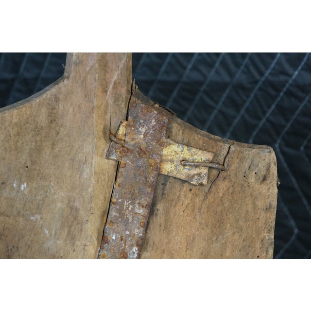 Antique 19th Century Primitive Wooden Farmhouse Grain Malt Shovel 58" For Sale - Image 16 of 16