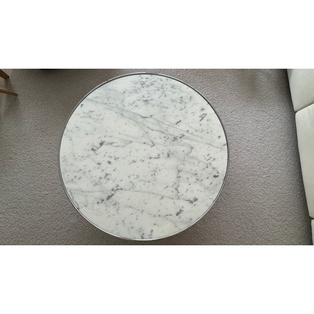 Huber Table in Carrara Marble and Chrome by Rodolfo Dordoni for Minotti, 2004 For Sale - Image 3 of 12