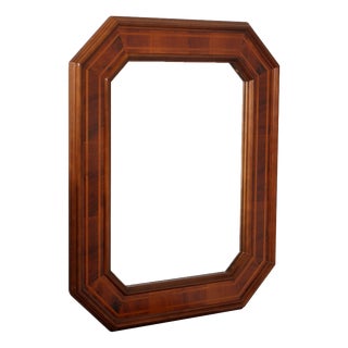 20th Century Art Decò Italian Walnut and Mahogany Octagonal Mirror from Bassanos Ebanistery, 1920s For Sale