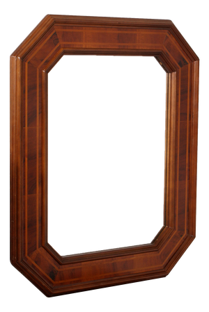 20th Century Art Decò Italian Walnut and Mahogany Octagonal Mirror from Bassanos Ebanistery, 1920s