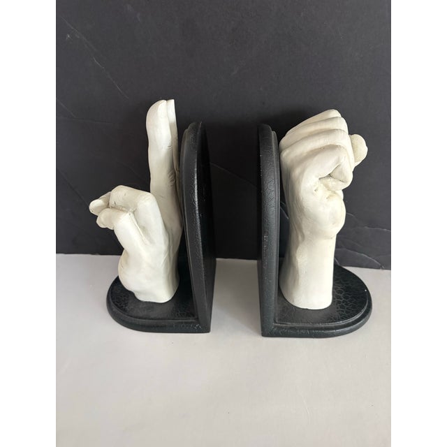 Vintage 1970s Pop Art Peace Sign & Power Fist Sculptural Bookends – Set of 2 For Sale In Indianapolis - Image 6 of 10