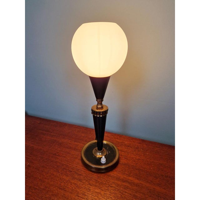 Table Lamp in Black Lacquered Metal, 1950s For Sale - Image 11 of 17