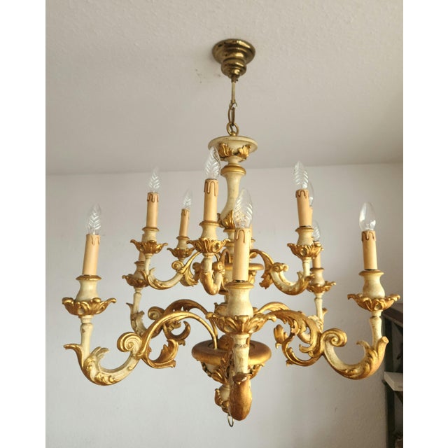 Vintage Florentine Chandelier with Gold Leaf, 1930s For Sale - Image 9 of 18