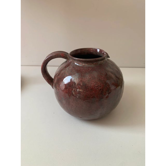 1964 Studio Brown Round Glazed Pitcher - Marked For Sale In San Diego - Image 6 of 6