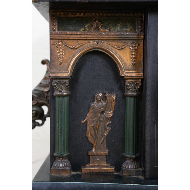 Early 20th Century Antique Sessions Neoclassical Figure With Lyre Key Wound Mantel Clock 17" For Sale - Image 5 of 17