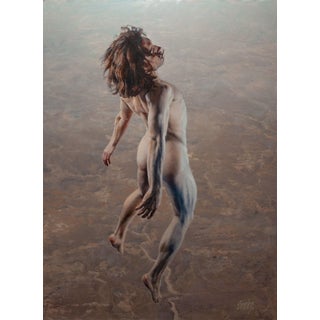 Rising by Dave Seeley | Oil on Canvas on Panel Nude figure ascending in a neutral background. For Sale