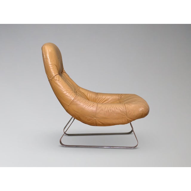 1970s Vintage Percival Lafer Earth Chair Mp-163 Leather and Chrome Lounge Chair Ottoman For Sale - Image 5 of 17