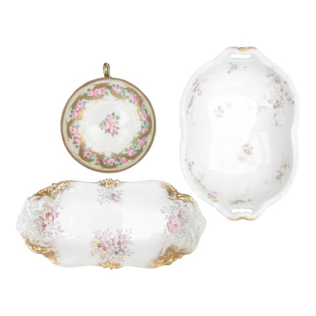 Antique Haviland & Continental Limoges Porcelain Serving Pieces, Set of 3 For Sale