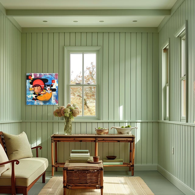 Textile The One With the Umbrella - Colorful Whimsical Mixed Media Figurative Original Artwork by Melanie Tiongson For Sale - Image 7 of 9