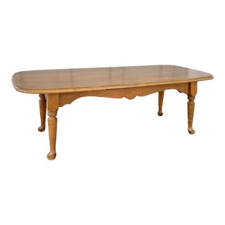 1970s Vintage French Country Oval Solid Wood Coffee Table For Sale