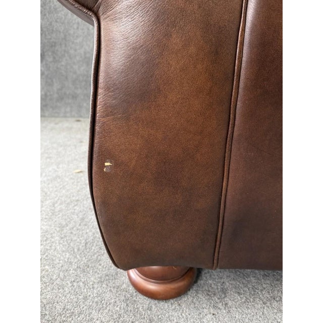 Thomasville Traditional Brown Leather Sofa For Sale - Image 16 of 18