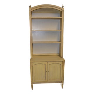Vintage Attributed to Dixie Furniture French Provincial Style Yellow Double Door Cabinet / Bookcase For Sale