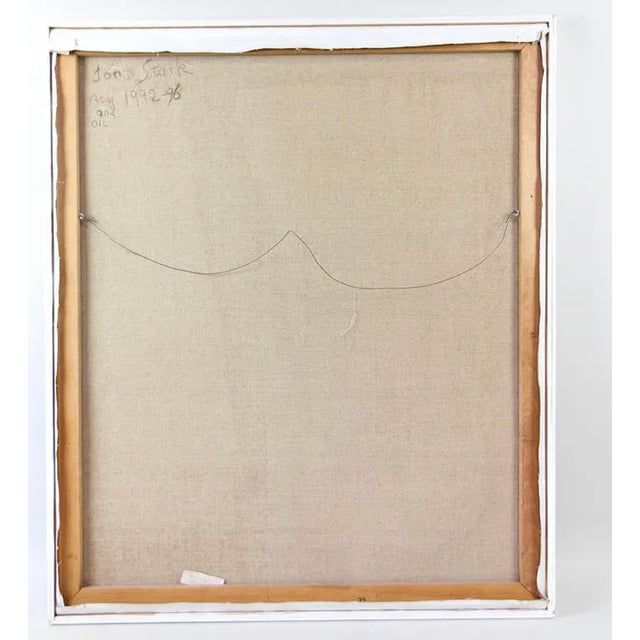 Gray Abstract Expressionist Geometric Oil Painting on Canvas, Framed, Signed Jon Stark, 1992-1996 For Sale - Image 8 of 9