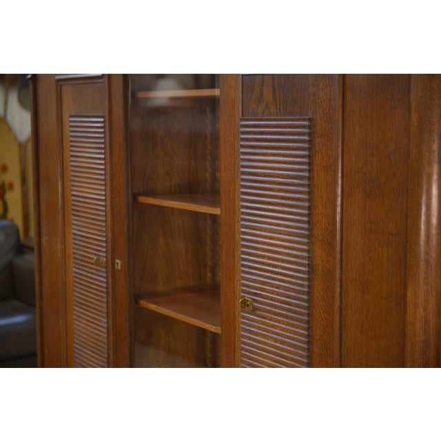 Brutalist Oak Display Cabinet by Charles Dudouyt, 1940s For Sale - Image 10 of 15