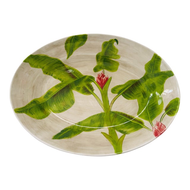 Tropical Banana Leaf Platter Set W/Leaf Horderve Plates For Sale