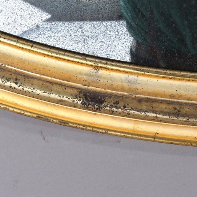 Early 19th Century Antique Federal Period Lemon Gilt Wood Oval Wall Mirror C1830 For Sale - Image 5 of 7