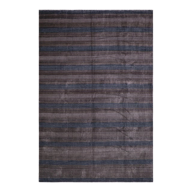 Modern Grass Kylo Black/Ivory Wool Rug - 8'4''x9'8'' For Sale