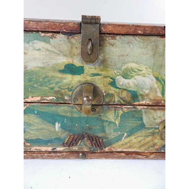 Blue Antique Distressed Folk Art Box For Sale - Image 8 of 13
