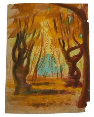 Jean Delpech, in the Wood, Mid-20th Century, Original Watercolor