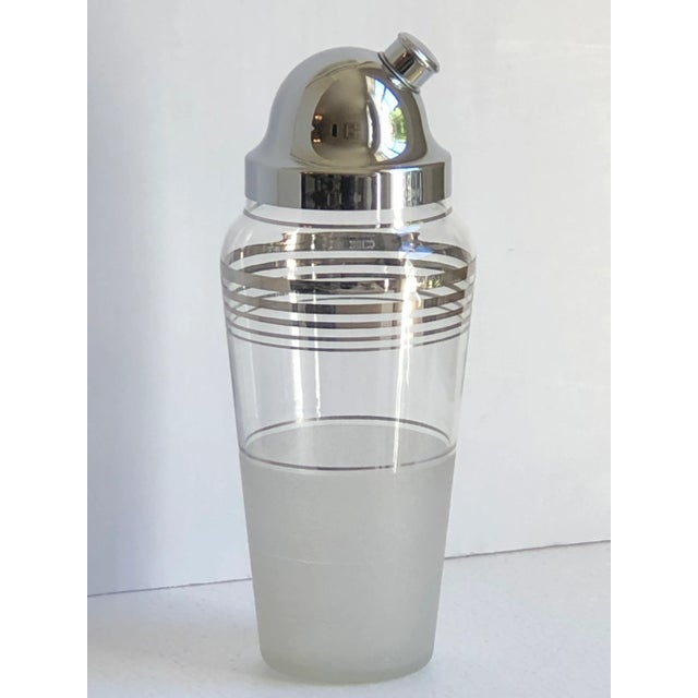 Mid 20th Century Mid-Century Modern Silver-Banded Glass Cocktail Shaker For Sale In Baltimore - Image 6 of 13