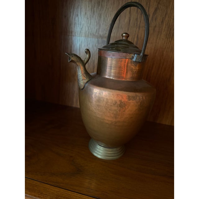 Early 20th Century Antique Copper and Brass Ewer With Quail Spout For Sale - Image 5 of 8